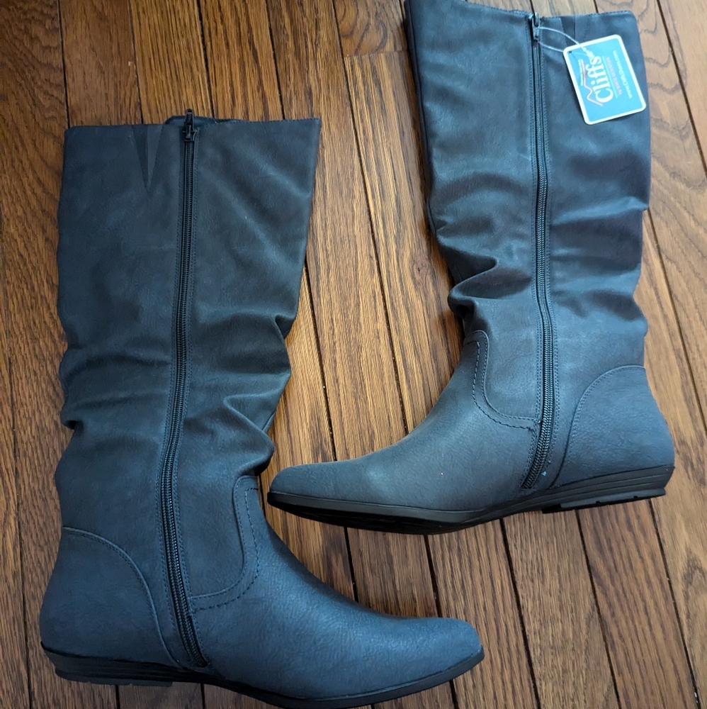🆕 NWT Cliffs by White Mountain navy faux suede flat knee high boots - Picture 11 of 11